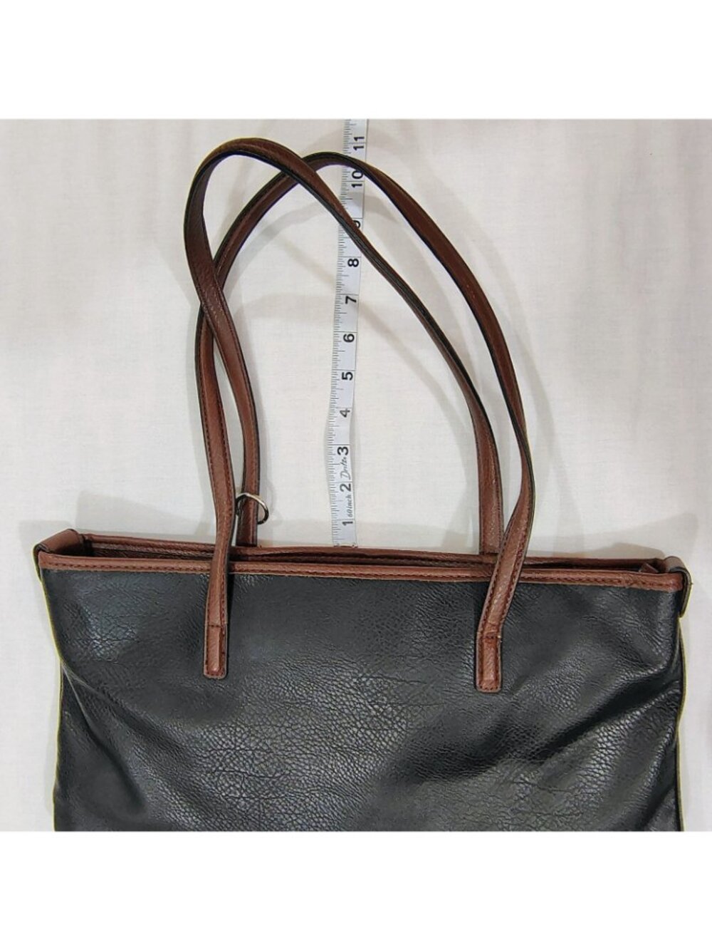 Bueno Tote Bag Black Brown Faux Leather Shoulder Purse Handbag Pockets - Picture 13 of 16